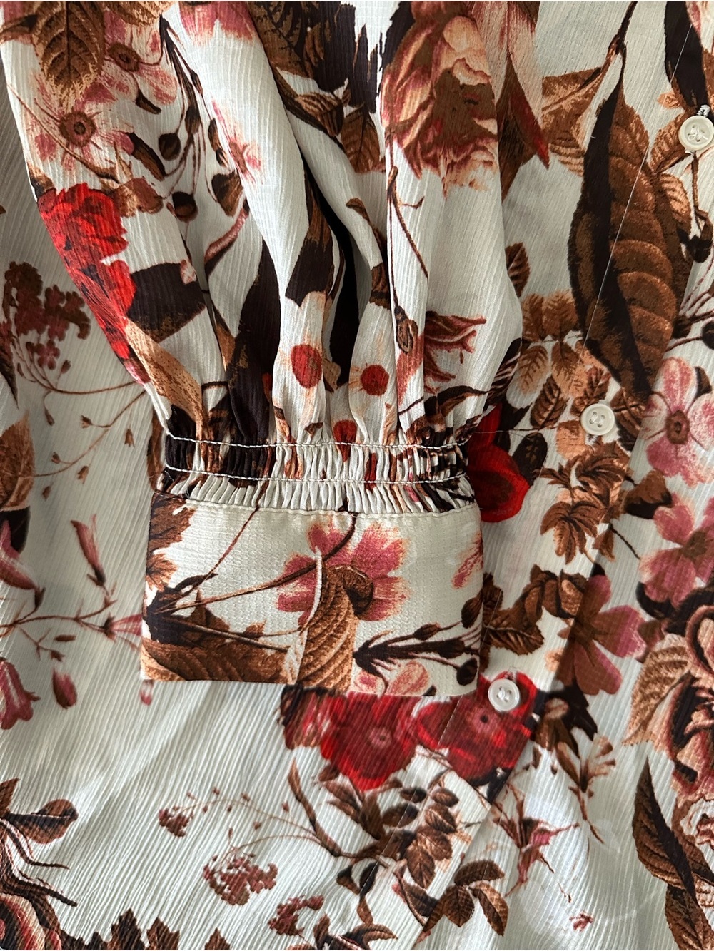 H&M Cream Blouse with Red and Brown Floral Print - Picture 3 of 5